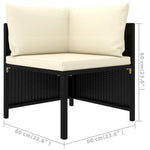 HKH 5 Pcs Conjunto Lounge de Jardim C/ Almofadões Vime Pe - Preto