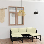 HKH 5 Pcs Conjunto Lounge de Jardim C/ Almofadões Vime Pe - Preto