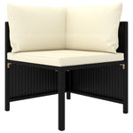 HKH 6 Pcs Conjunto Lounge de Jardim C/ Almofadões Vime Pe - Preto