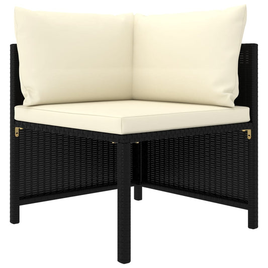 HKH 6 Pcs Conjunto Lounge de Jardim C/ Almofadões Vime Pe - Preto
