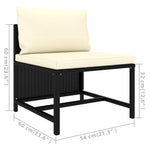 HKH 6 Pcs Conjunto Lounge de Jardim C/ Almofadões Vime Pe - Preto