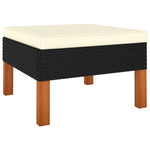 HKH 4 Pcs Conjunto Lounge de Jardim C/ Almofadões Vime Pe - Preto