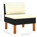 HKH 4 Pcs Conjunto Lounge de Jardim C/ Almofadões Vime Pe - Preto