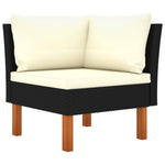HKH 5 Pcs Conjunto Lounge de Jardim C/ Almofadões Vime Pe - Preto