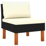 HKH 5 Pcs Conjunto Lounge de Jardim C/ Almofadões Vime Pe - Preto