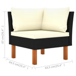 HKH 5 Pcs Conjunto Lounge de Jardim C/ Almofadões Vime Pe - Preto