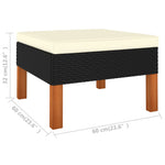 HKH 5 Pcs Conjunto Lounge de Jardim C/ Almofadões Vime Pe - Preto