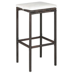HKH 5 Pcs Conjunto de Bar P/ Jardim com Almofadões Vime Pe Castanho - Marrom