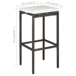 HKH 5 Pcs Conjunto de Bar P/ Jardim com Almofadões Vime Pe Castanho - Marrom