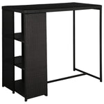 HKH 5 Pcs Conjunto de Bar P/ Jardim C/ Almofadões Vime Pe - Preto