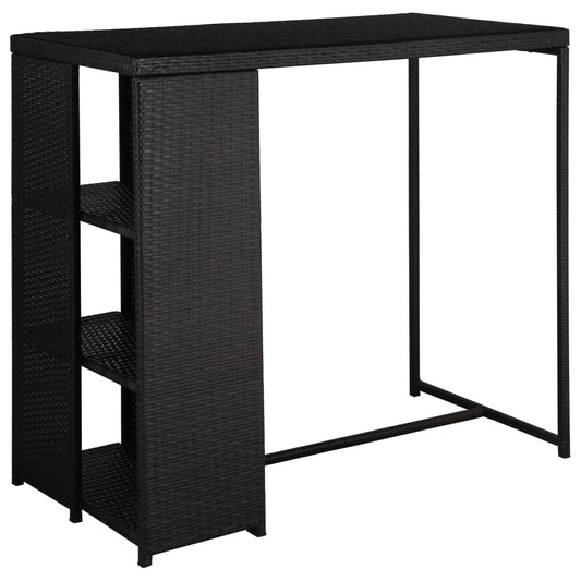 HKH 5 Pcs Conjunto de Bar P/ Jardim C/ Almofadões Vime Pe - Preto