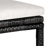 HKH 5 Pcs Conjunto de Bar P/ Jardim C/ Almofadões Vime Pe - Preto