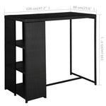 HKH 5 Pcs Conjunto de Bar P/ Jardim C/ Almofadões Vime Pe - Preto