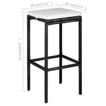 HKH 5 Pcs Conjunto de Bar P/ Jardim C/ Almofadões Vime Pe - Preto