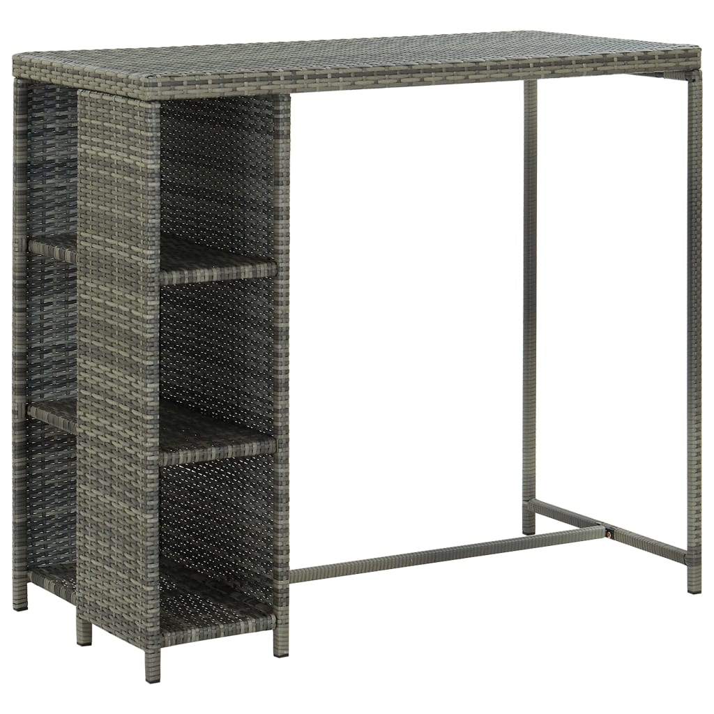 HKH 5 Pcs Conjunto de Bar P/ Jardim C/ Almofadões Vime Pe - Cinzento