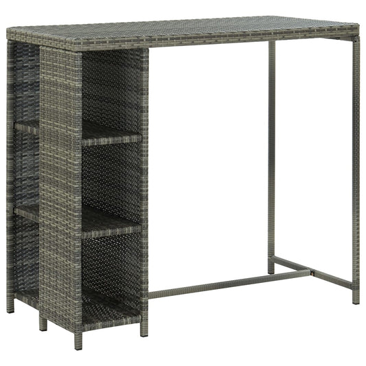 HKH 5 Pcs Conjunto de Bar P/ Jardim C/ Almofadões Vime Pe - Cinzento