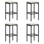 HKH 5 Pcs Conjunto de Bar P/ Jardim C/ Almofadões Vime Pe - Preto