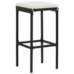 HKH 5 Pcs Conjunto de Bar P/ Jardim C/ Almofadões Vime Pe - Preto