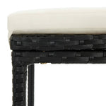HKH 5 Pcs Conjunto de Bar P/ Jardim C/ Almofadões Vime Pe - Preto