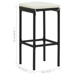 HKH 5 Pcs Conjunto de Bar P/ Jardim C/ Almofadões Vime Pe - Preto