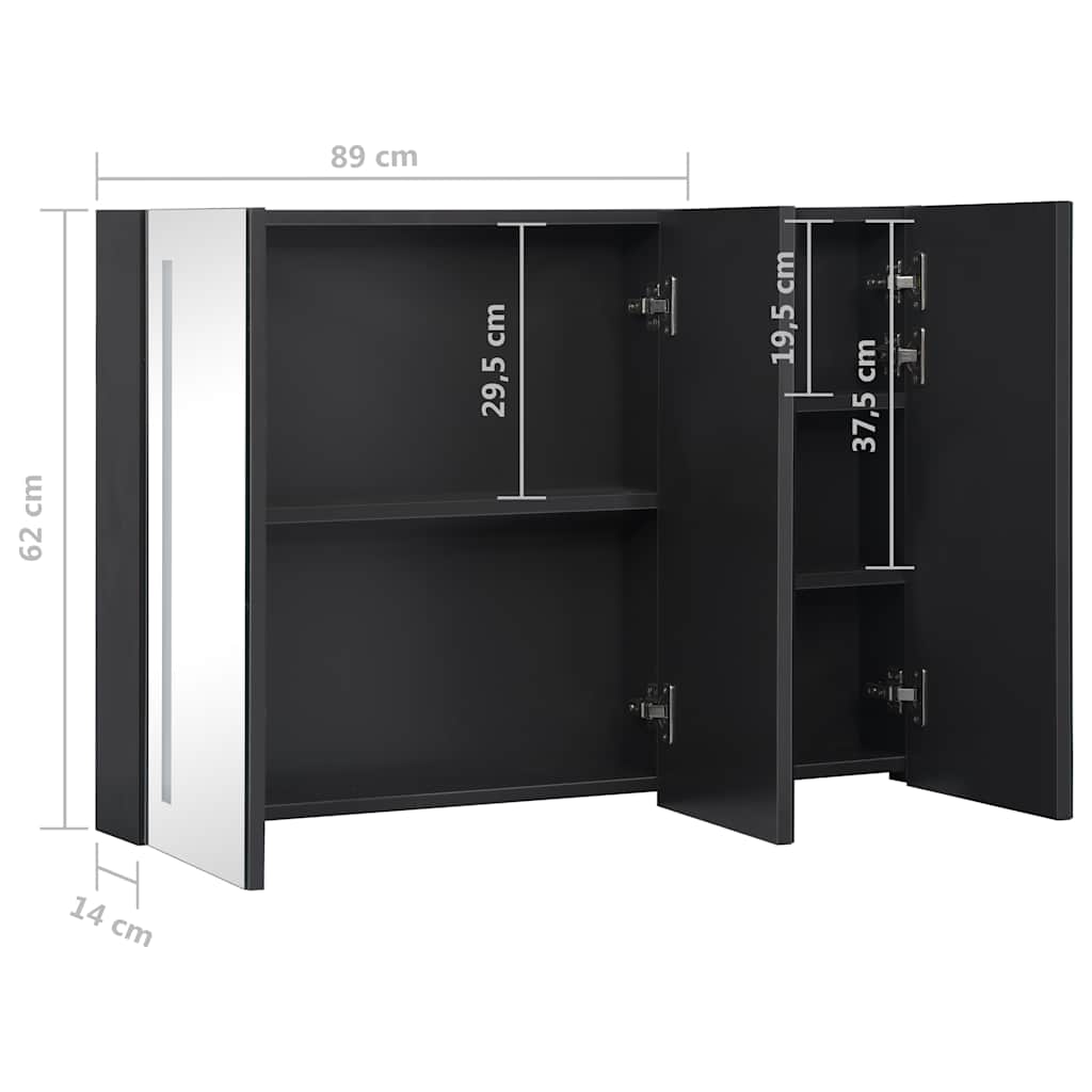 HKH Armario con espejo para baño con LED - 89x14x62 cm