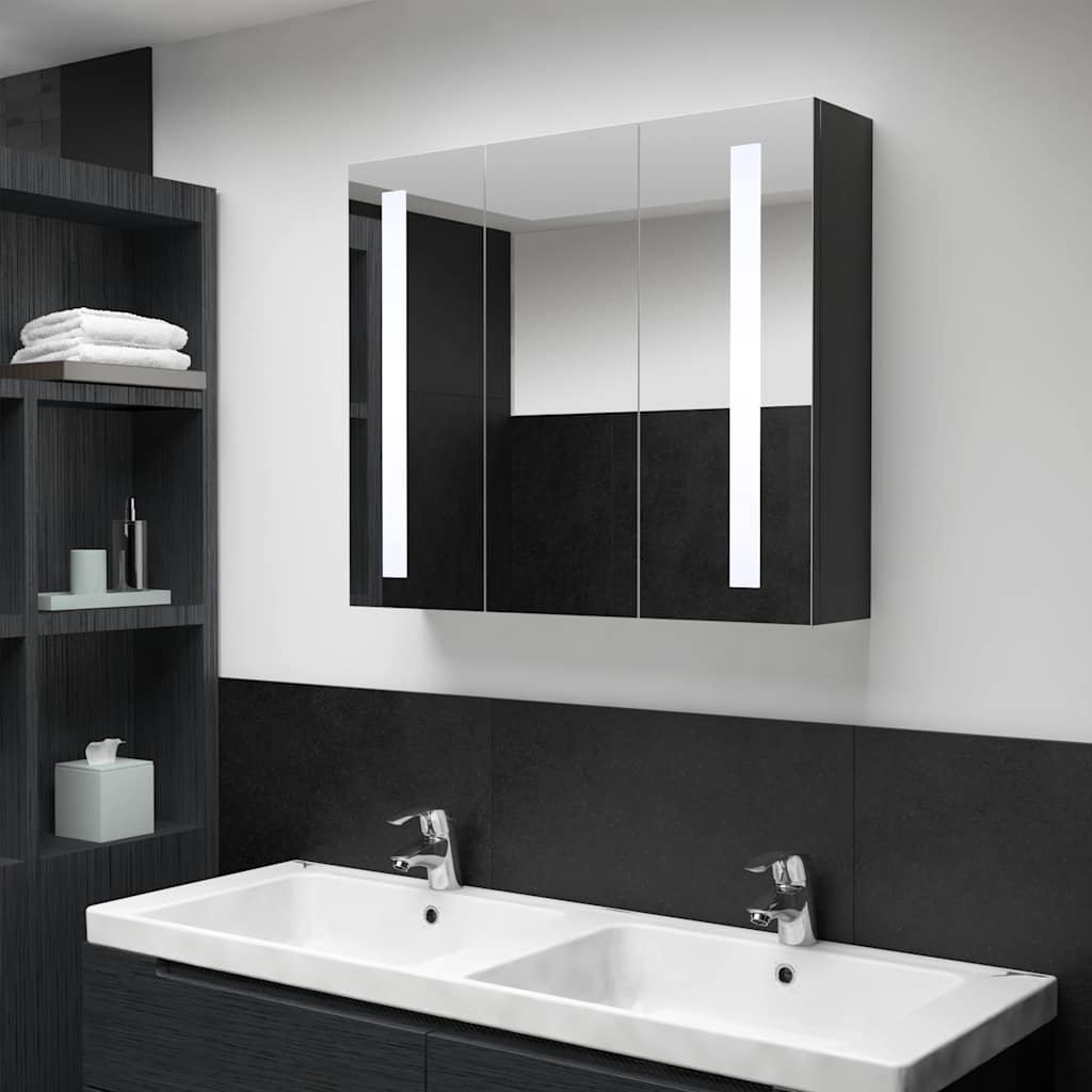 HKH Armario con espejo para baño con LED - 89x14x62 cm