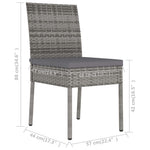 HKH 3 Pcs Conjunto de Jantar para Jardim Vime Pe - Cinzento
