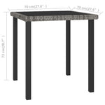 HKH 3 Pcs Conjunto de Jantar para Jardim Vime Pe - Cinzento