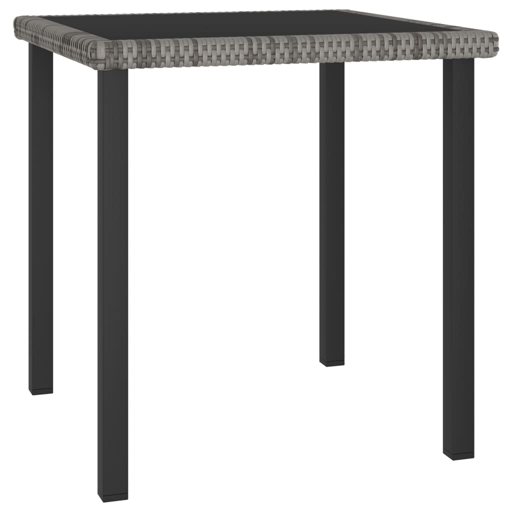 HKH Juego de Comedor de Jardín de Ratán de 3 Piezas Patas Grises - Gris