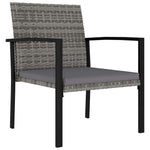 HKH 3 Pcs Conjunto de Jantar para Jardim Vime Pe Cinzento - Cinzeto