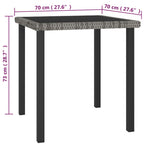 HKH 3 Pcs Conjunto de Jantar para Jardim Vime Pe Cinzento - Cinzeto