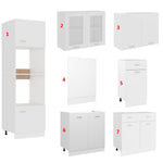 HKH Conjunto 7 Peças Armários de Cozinha Lyon - Branco