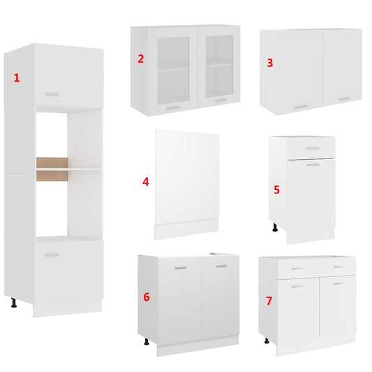 HKH Conjunto 7 Peças Armários de Cozinha Lyon - Branco