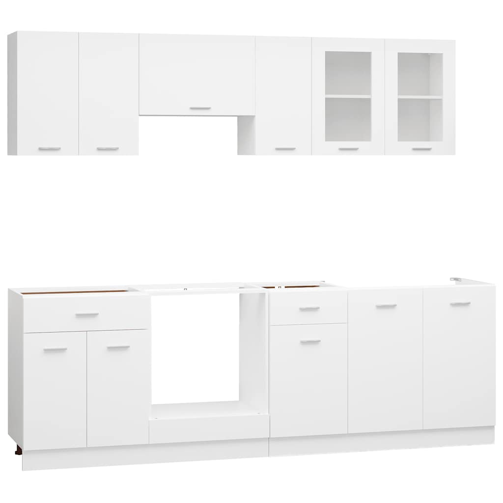 HKH Juego de Armarios de Cocina de 8 Piezas Lyon - Blanco