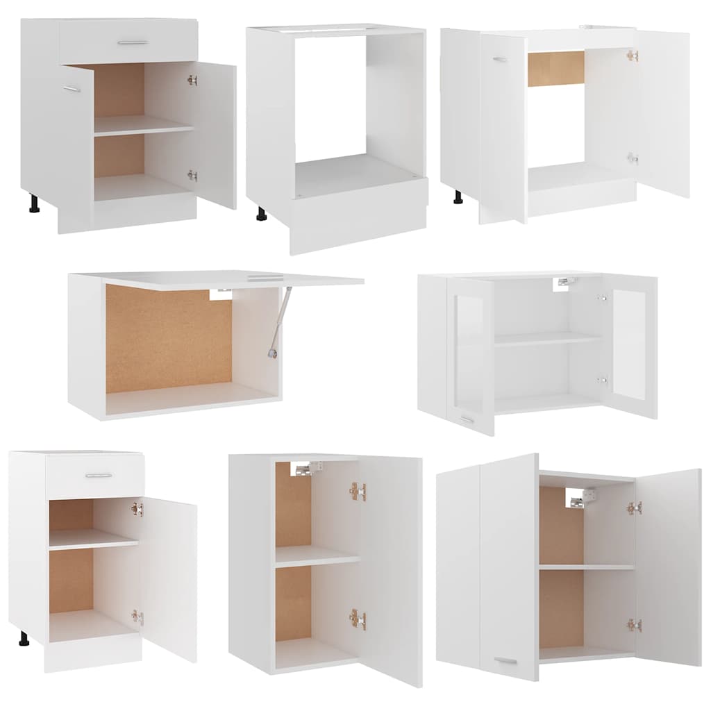 HKH Juego de Armarios de Cocina de 8 Piezas Lyon - Blanco