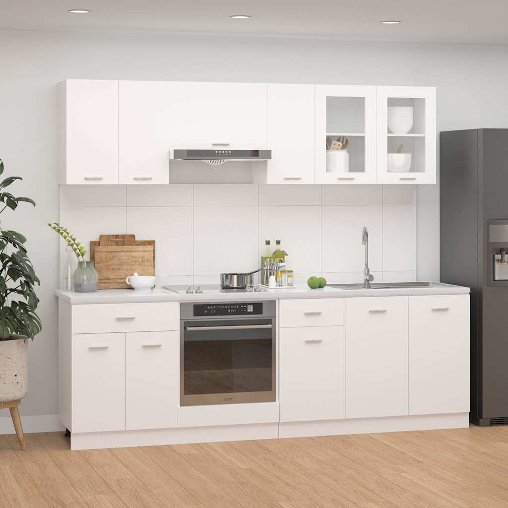 HKH Juego de Armarios de Cocina de 8 Piezas Lyon - Blanco