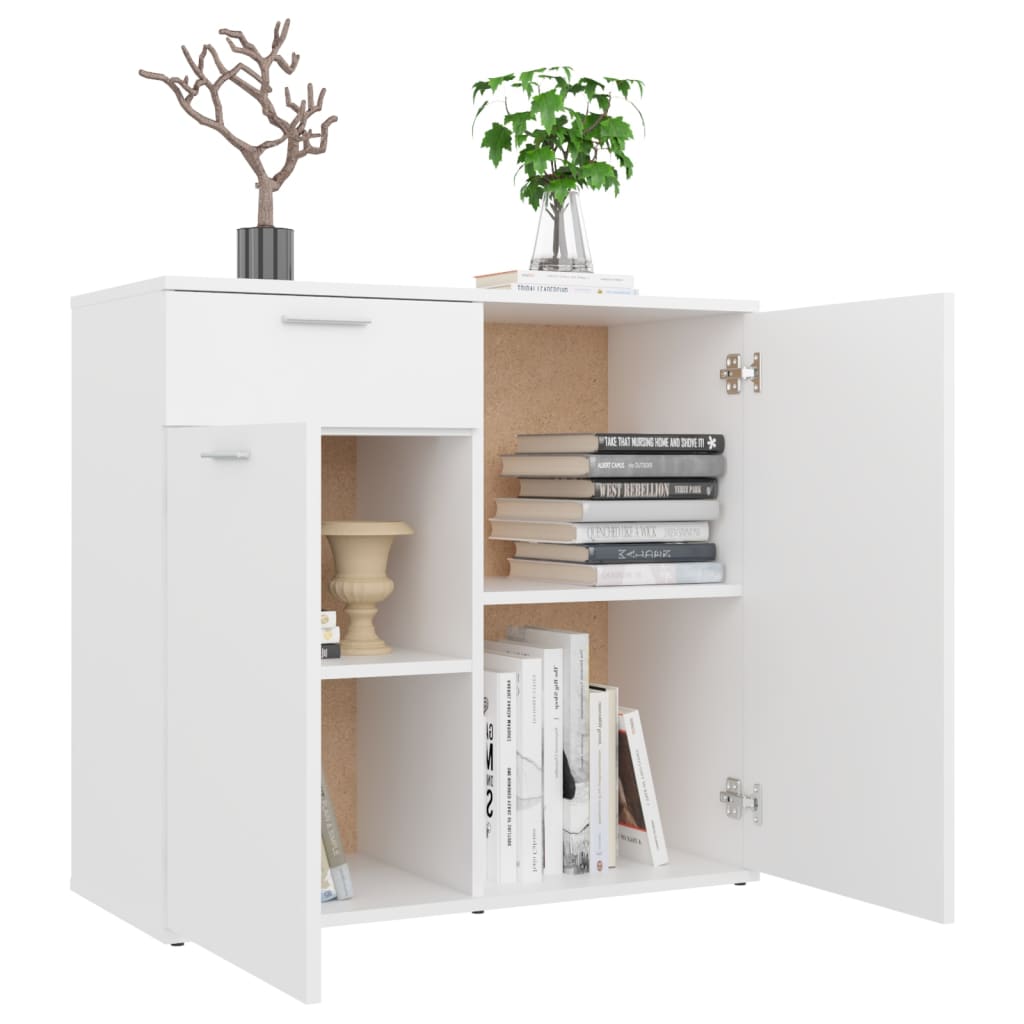HKH Aparador de Madera Procesada con 2 Puertas y 1 Cajón 80 X 36 X 75 Cm - Blanco