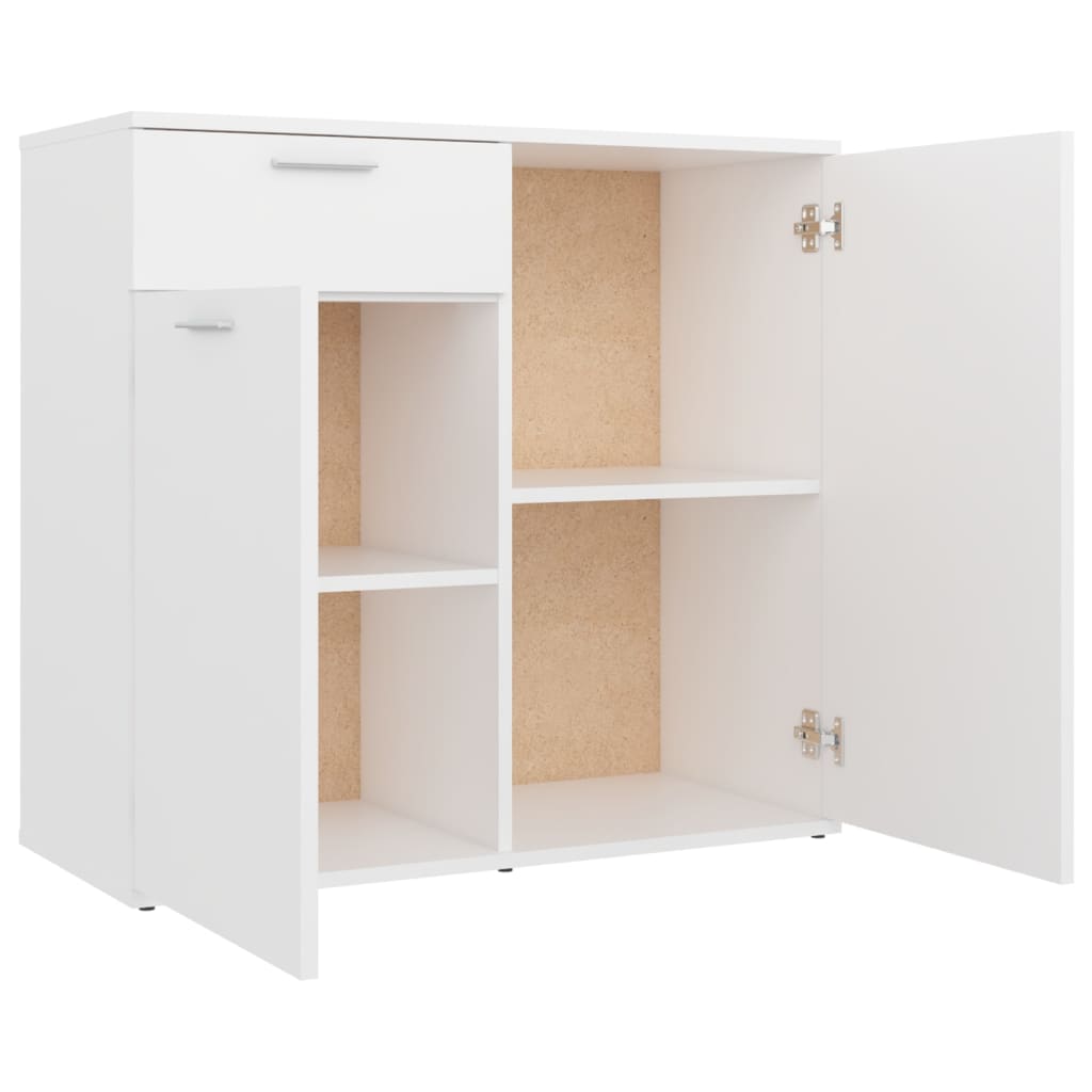 HKH Aparador de Madera Procesada con 2 Puertas y 1 Cajón 80 X 36 X 75 Cm - Blanco