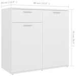 HKH Aparador de Madera Procesada con 2 Puertas y 1 Cajón 80 X 36 X 75 Cm - Blanco