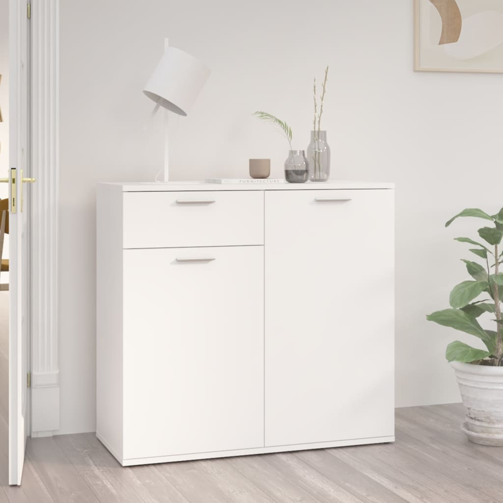 HKH Aparador de Madera Procesada con 2 Puertas y 1 Cajón 80 X 36 X 75 Cm - Blanco