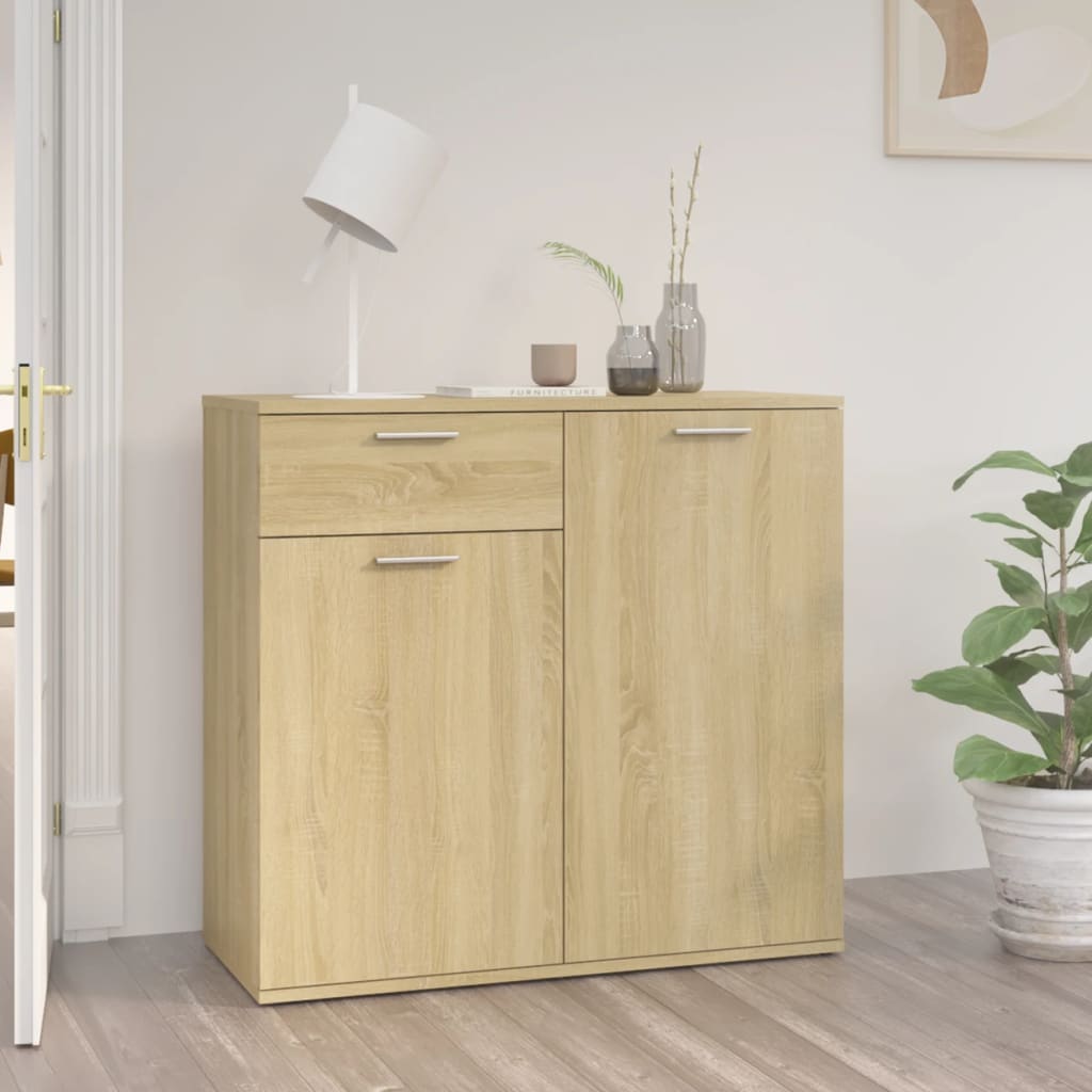 HKH Aparador de Madera Procesada con 2 Puertas y 1 Cajón 80 X 36 X 75 Cm - Roble Sonoma