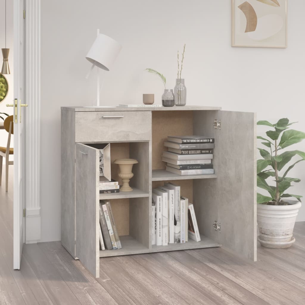 HKH Aparador de Madera Contrachapada con 2 Puertas y 1 Cajón 80 X 36 X 75 Cm - Gris Cemento