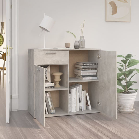 HKH Aparador de Madera Contrachapada con 2 Puertas y 1 Cajón 80 X 36 X 75 Cm - Gris Cemento