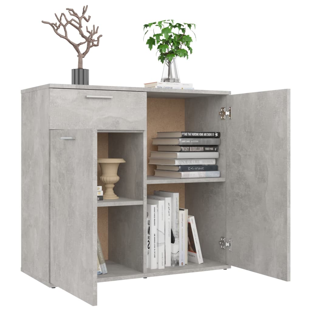 HKH Aparador de Madera Contrachapada con 2 Puertas y 1 Cajón 80 X 36 X 75 Cm - Gris Cemento