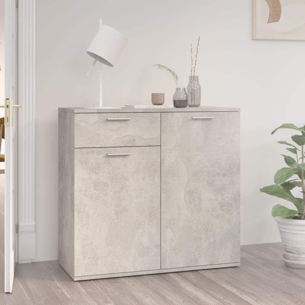 HKH Aparador de Madera Contrachapada con 2 Puertas y 1 Cajón 80 X 36 X 75 Cm - Gris Cemento