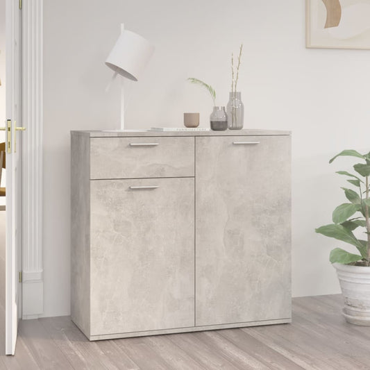 HKH Aparador de Madera Contrachapada con 2 Puertas y 1 Cajón 80 X 36 X 75 Cm - Gris Cemento