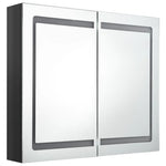 HKH Armario con Espejo LED Brillante para Baño - 80x12x68 cm - Negro