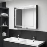 HKH Armario con Espejo LED Brillante para Baño - 80x12x68 cm - Negro