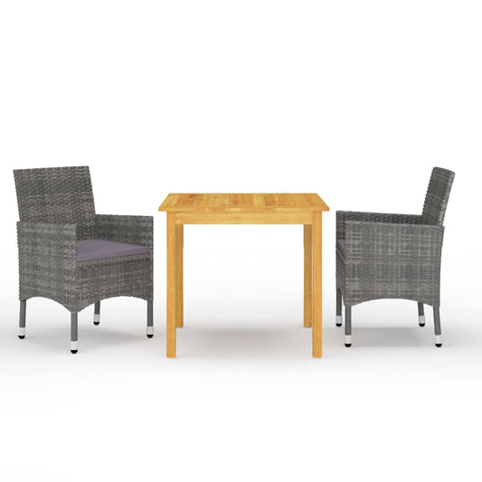 HKH 3 Pcs Conjunto de Jantar para Jardim - Cinzento