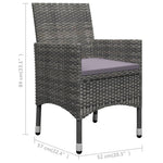HKH 3 Pcs Conjunto de Jantar para Jardim - Cinzento